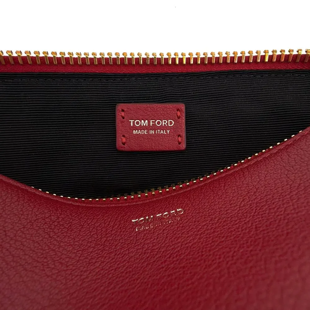 TOM FORD Leather Cosmetic Case Pouch Bag in Red